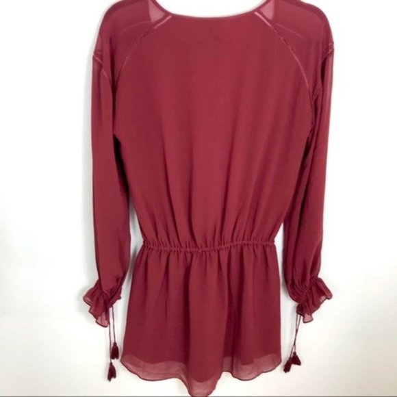 Cute Haute Hippie Merlot Boho Georgette Mini Dress - Wear with heels or leggings - Picture 3 of 13